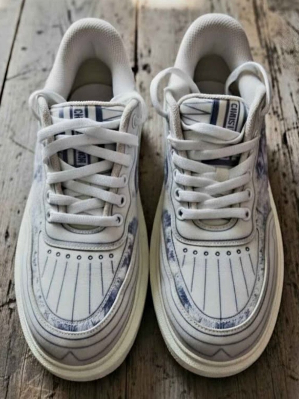 Christian Dior Addict Sneakers Featuring a White& French Blue US9